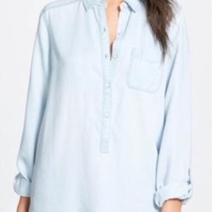 Halogen Denim Chambray Tunic Shirt